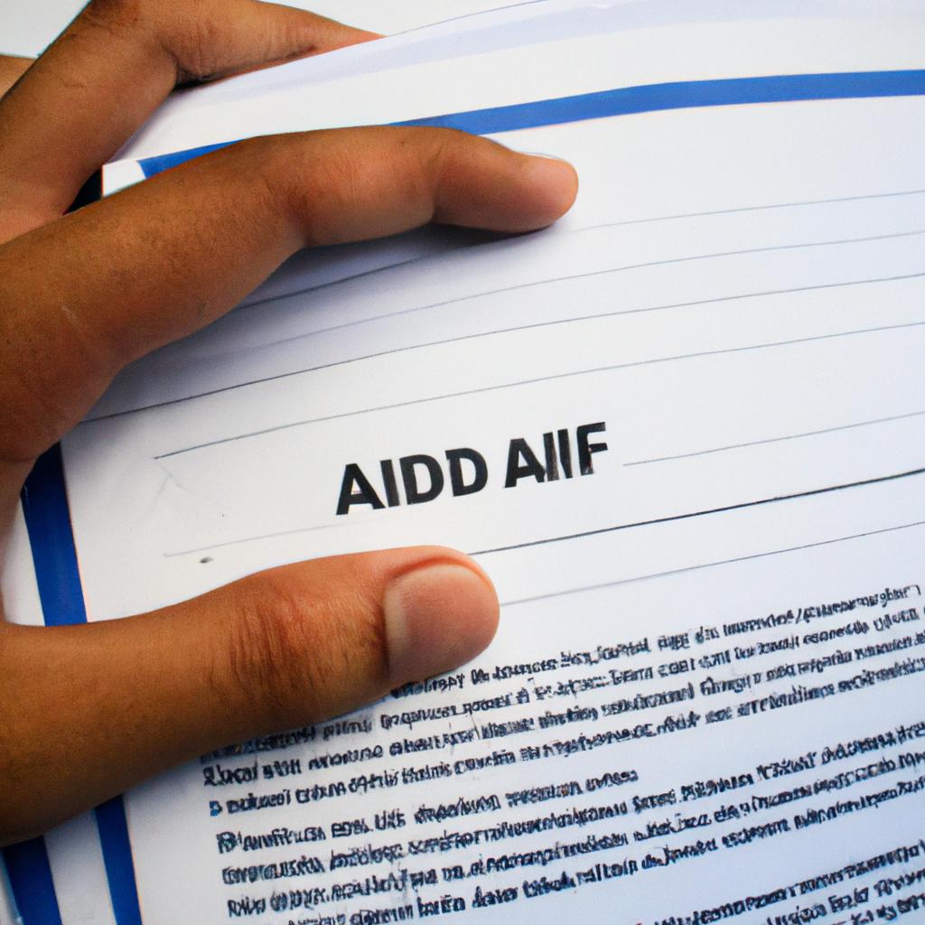 Person holding financial aid forms