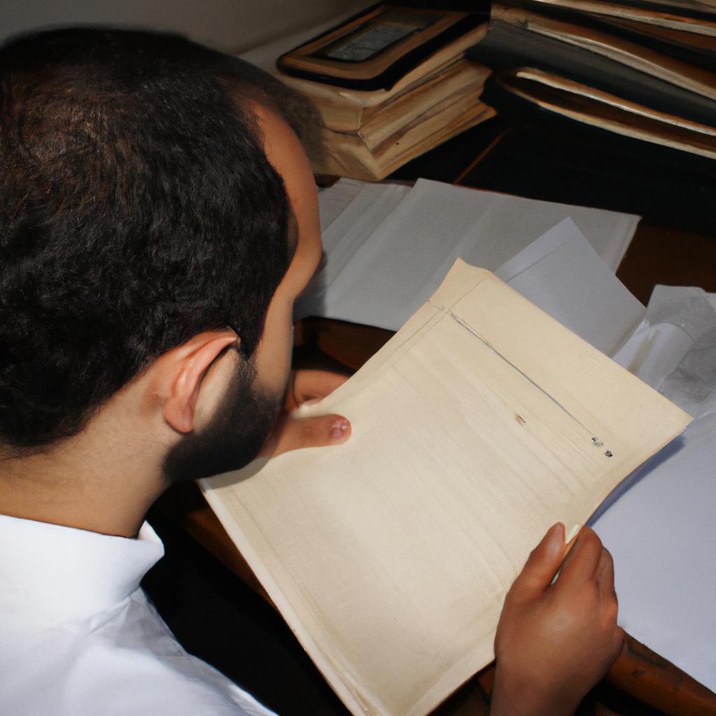 Person researching historical documents,