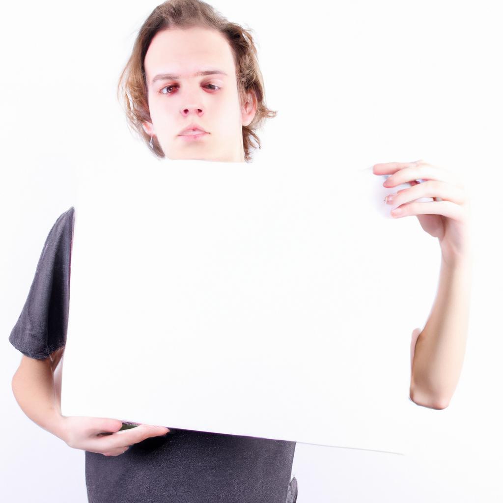 Person holding a blank sign